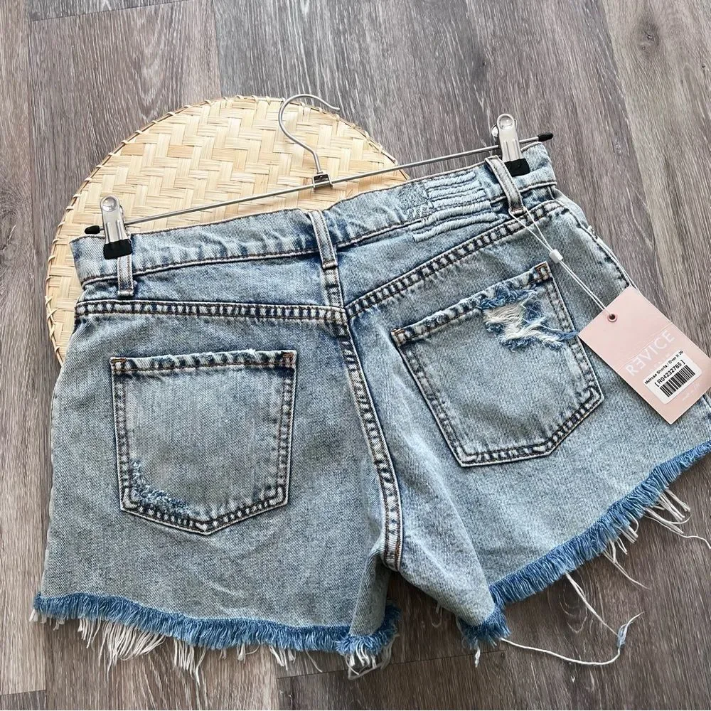 Nwt revice denim melrose shorts cut off fold over‎ button fly women’s size 29 - Picture 7 of 9